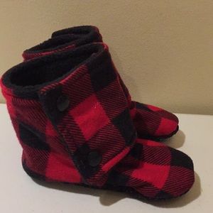 Handmade Baby Infant Booties Slippers 18-24 Months Buffalo Plaid Red & B…